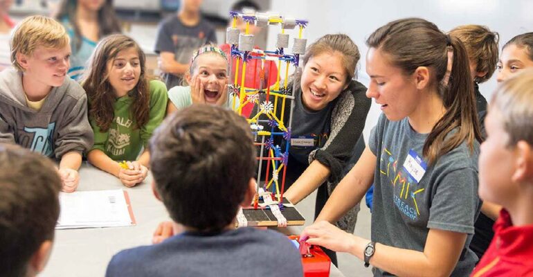 A teacher and students